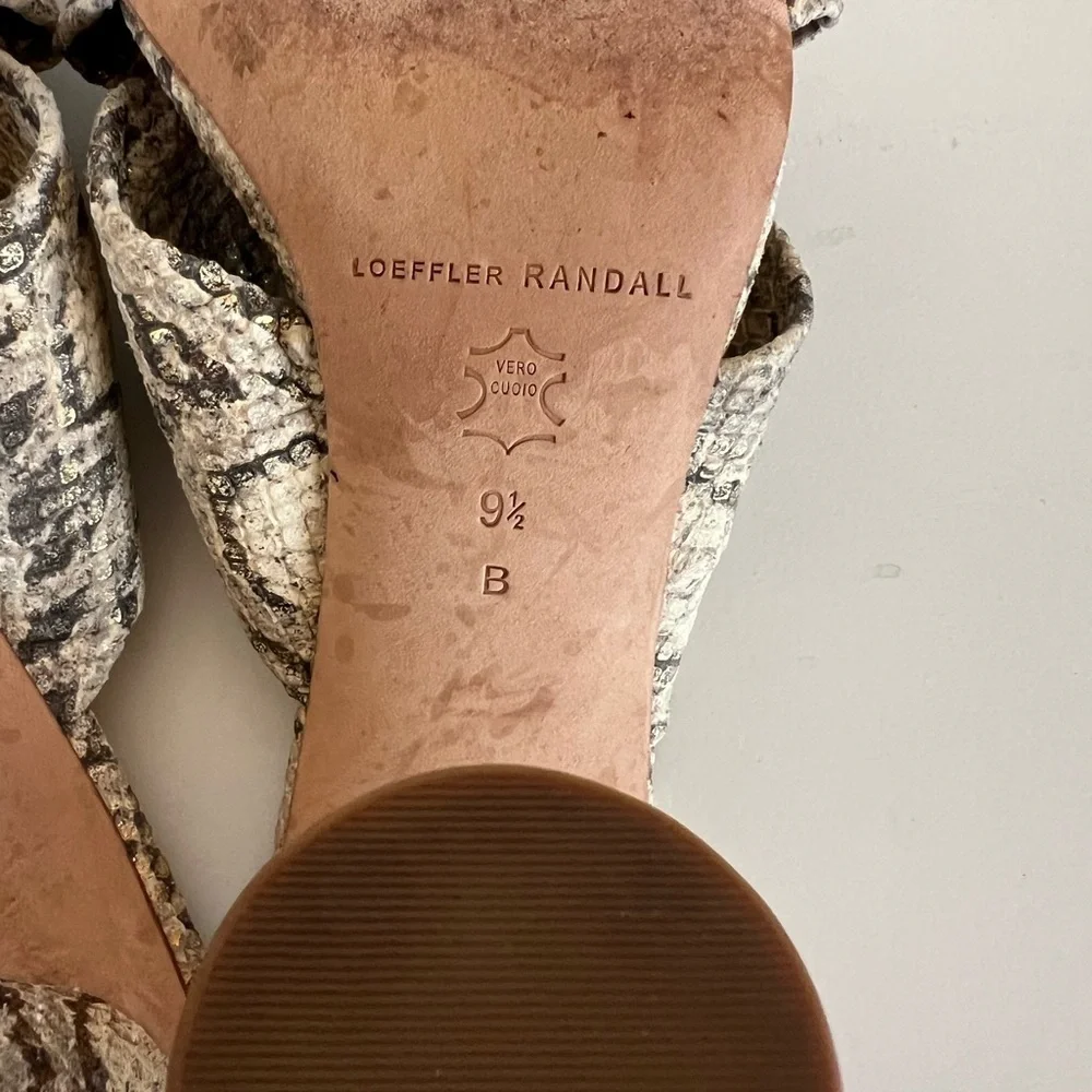 Loeffler Randall Coco High Heel Knot Snakeskin Slide, size 9.5